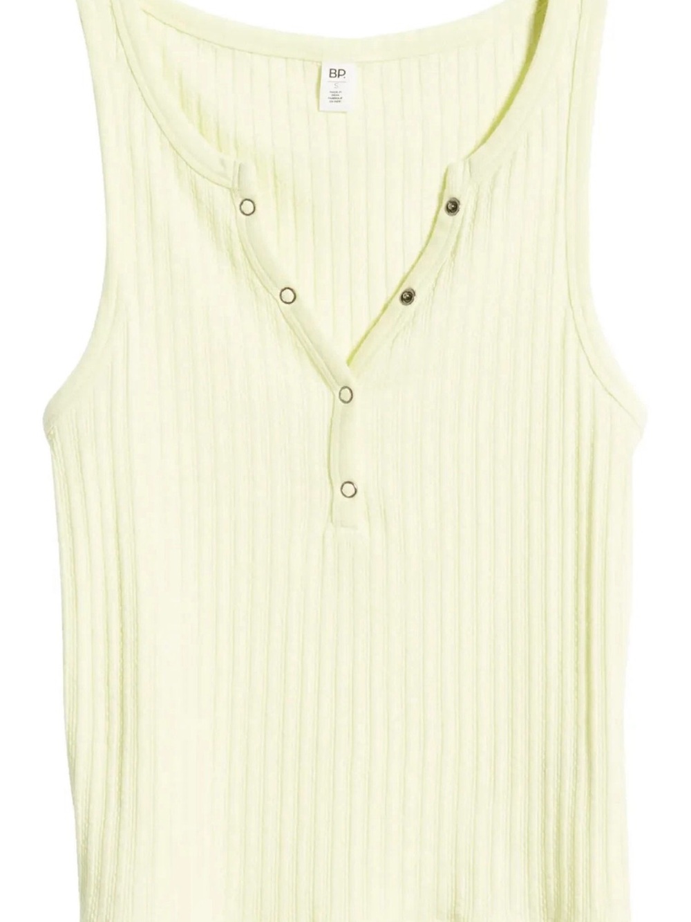 Women’s Pale Yellow Ribbed Henley Tank Top